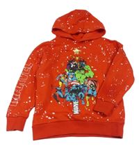 Červená vzorovaná mikina s Marvel a kapucí Primark