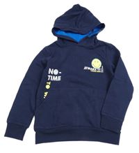 Tmavomodrá mikina so smajlíkom a kapucňou
