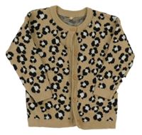 Béžovo-černý leopardí propínací svetr Tu
