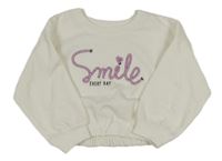 Biela crop mikina s nápisom Pep&Co