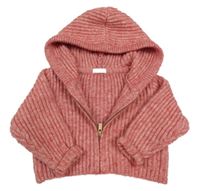 Růžový propínací svetr s kapucí Next