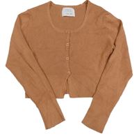 Hnedé rebrované úpletové prepínaci crop tričko Zara