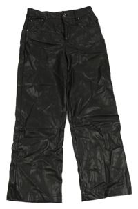 Čierne koženkové široké nohavice Zara