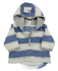 Bielo-modrá pruhovaná fleecová prepínaci mikina s kapucňou Next