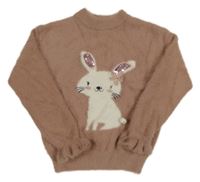Hnědý chlupatý svetr s králíkem C&A