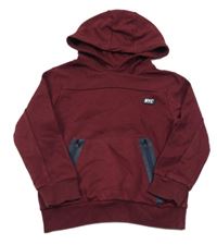 Vínová mikina s nášivkou a kapucňou C&A