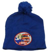 Modrá pletená čepice se Samem a bambulí 