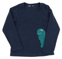 Tmavomodrá ľahká fleecová mikina s dinem Lupilu