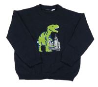 Tmavomodrý ľahký sveter s dinem z flitrů