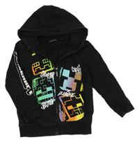 Černo-barevná propínací mikina s Minecraft a kapucí Nutmeg