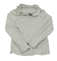 Šedé žebrované triko s volánkem George