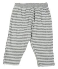 Bielo-sivé pruhované zamatové tepláky