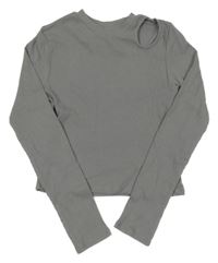 Sivé rebrované crop tričko H&M