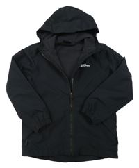 Černá šusťáková podzimní bunda s logem a kapucí Jack Wolfskin