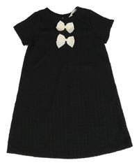 Čierne úpletové šaty s bílými mašličkami H&M