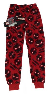 Nové - červeno-černé chlupaté pyžamové kalhoty se Spidermanem Primark