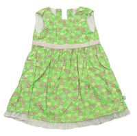 Zelené kvetované plátenné šaty Liegelind
