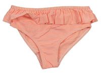 Neónově korálovo-biele pruhované plavkové nohavičky s volánikom Primark
