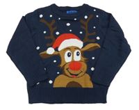 Tmavomodrý sveter so sobom