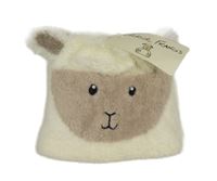 Nové - Bílo-béžová chlupatá čepice - ovce