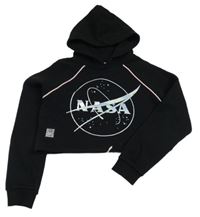 Čierna crop mikina s kapucí - NASA C&A