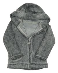 Šedá huňatá propínací mikina s kapucí George