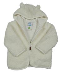 Nové - Bílá plyšová propínací mikina s kapucí Topomini