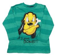 Zelené pruhované triko s Plutem Disney