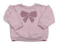 Ružová mikina s mašlí z flitrů George