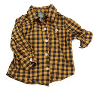 Oranžovo-tmavomodrá kockovaná košeľa GAP