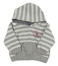 Sivo-biela pruhovaná mikina s tigrom a nápismi a kapucňou Impidimpi