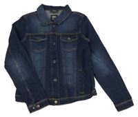 Tmavomodrá tepláková rifľová crop bunda Pocopiano