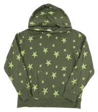 Khaki mikina s hviezdami a kapucňou H&M