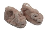 Ružové kožušinové papučky s 3D králíčky vel.17