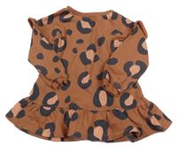 Hnedo-sivo-ružová šatová mikina s leopardím vzorom F&F