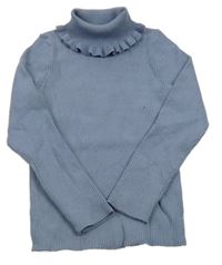 Šedomodrý rebrovaný svetrový rolák Tu