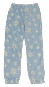 Světlemodro-biele plyšové tepláky s vločkami H&M