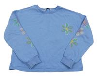 Svetlomodrá crop mikina s kvetmi George