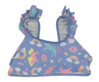 Svetlomodrá plavková lambáda s jednorožcami a volánikom