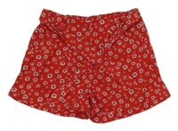 Červené květované kraťasy s páskem Kiabi