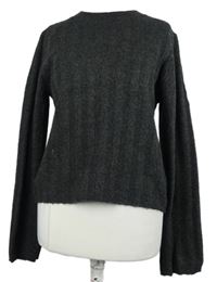 Dámský tmavošedý žebrovaný crop svetr H&M