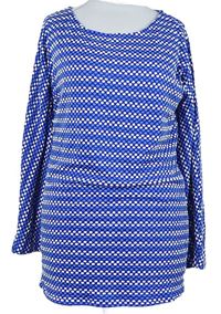 Dámske modro-biele bodkované tričko Roman