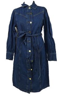 Dámské tmavomodré riflové košilové šaty s páskem F&F