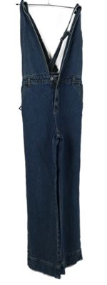 Dámsky tmavomodrý rifľový palazzo nohavicový overal Momokrom