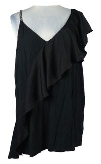 Dámsky čierny blúzková ý top s volánem Next