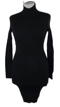 Dámske čierne rebrované svetrové šaty so stojačikom FB Sister