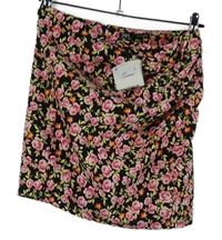 Nové - Dámská černá květovaná minisukně s řasením Zara 