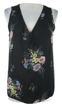 Dámsky čierny kvetovaný blúzková ý top Primark