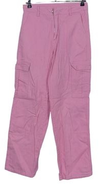 Dámske ružové plátenné nohavice s vreckami Shein