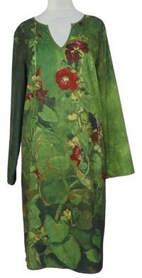 Dámske zeleno-khaki kvetované šaty